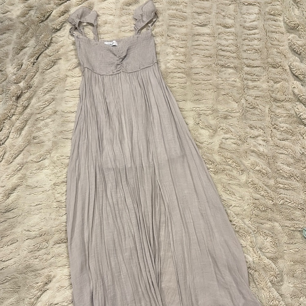 Carly Jean Los Angeles Beige Maxi Dress